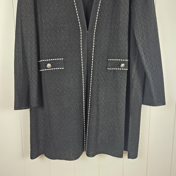 Ming Wang Duster Long Cardigan Black Career Designer Sweater Womens XL - Picture 8 of 10